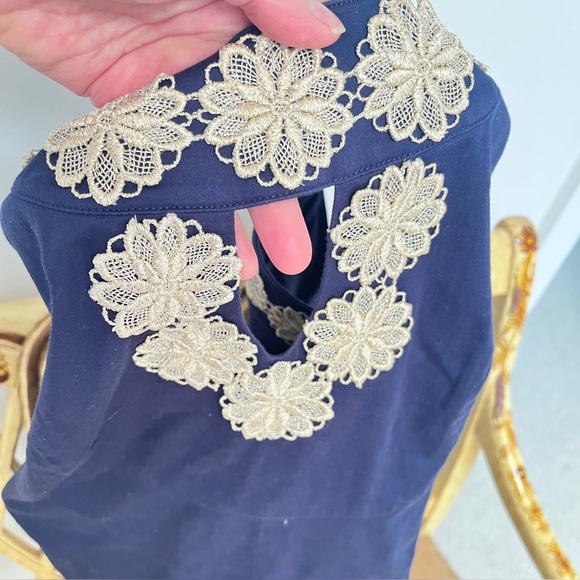 Lilly Pulitzer Navy Gold Embroidered Detail Dress - Picture 6 of 6